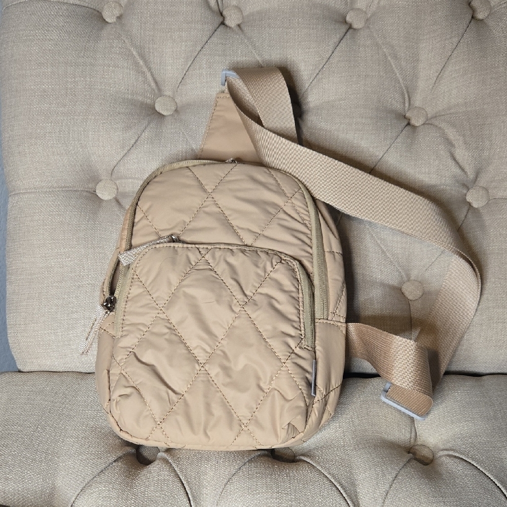 Quilted Tan Crossbody Bag